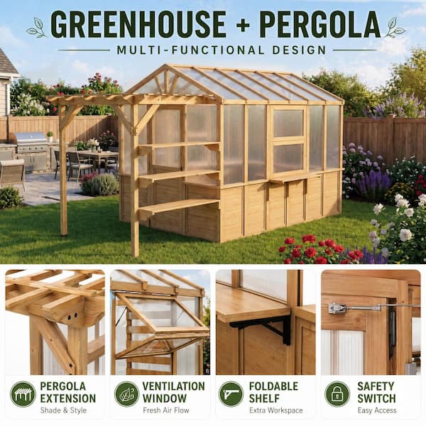 FUFU&GAGA 15.8 ft. W x 9.1 ft. D x 8.5 ft. H Premium Cedar Natural