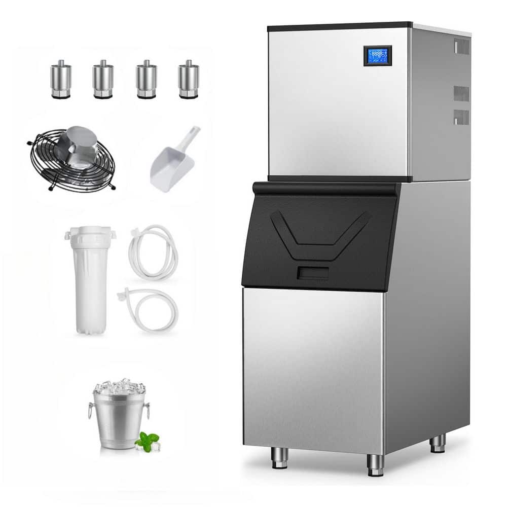 22.5 in. 600 lbs./24H Split Commercial Ice Maker Freestanding 182-Full Size High-Density Ice Cubes/Cycle in Silver