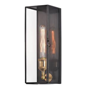 1-Light Dark Bronze Finish Brass Outdoor Wall Lantern Sconce with Tempered Clear Glass