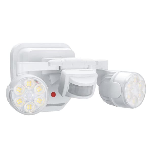150 Watt Equivalent 1600 Lumen 450° Adjustable White Motion Sensing Dusk to Dawn LED Flood Light Hardwired
