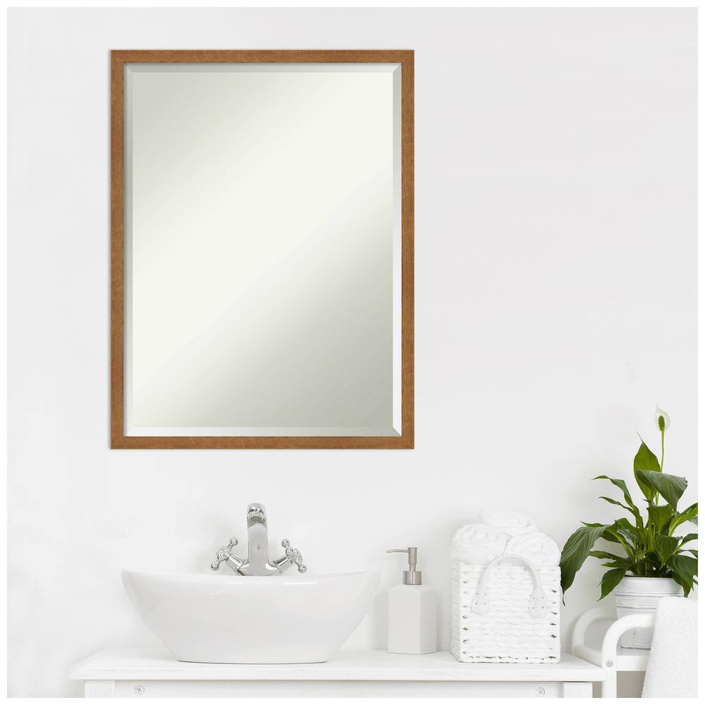 Blonde Wood Beveled Bathroom Vanity Mirror 19x25