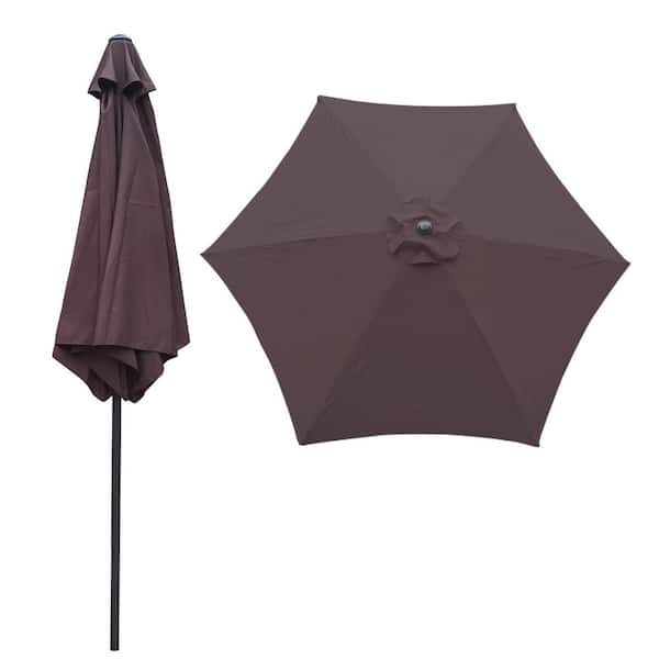BANSA ROSE CoolSum 9 ft. Steel Push-Up Patio Umbrella in Chocolate with Crank and Tilt, UV-Resistant