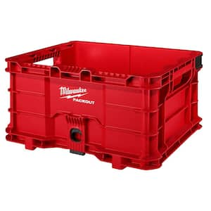 PACKOUT 18.6 in. Tool Storage Crate Bin with Carrying Handles and 50 lbs. Weight Capacity