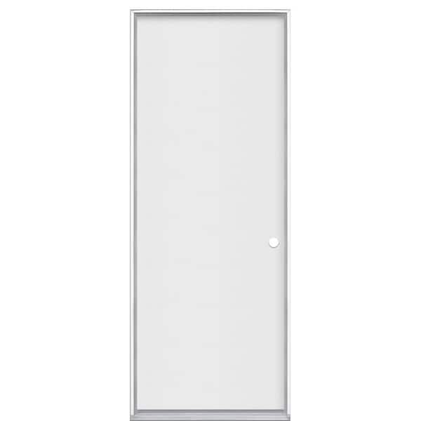 Masonite 30 in. x 80 in. Utility Flush Left-Hand/Inswing Primed Steel Prehung Front Door with No Brickmold