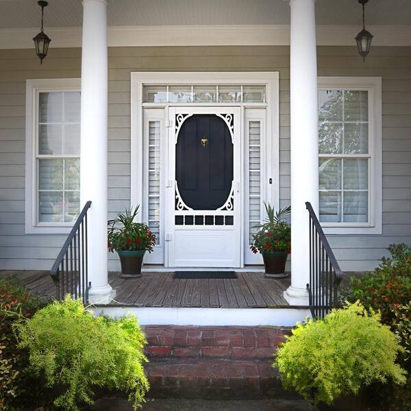 Screen Tight 36 in. x 80 in. Belle Harbour White Screen Door with