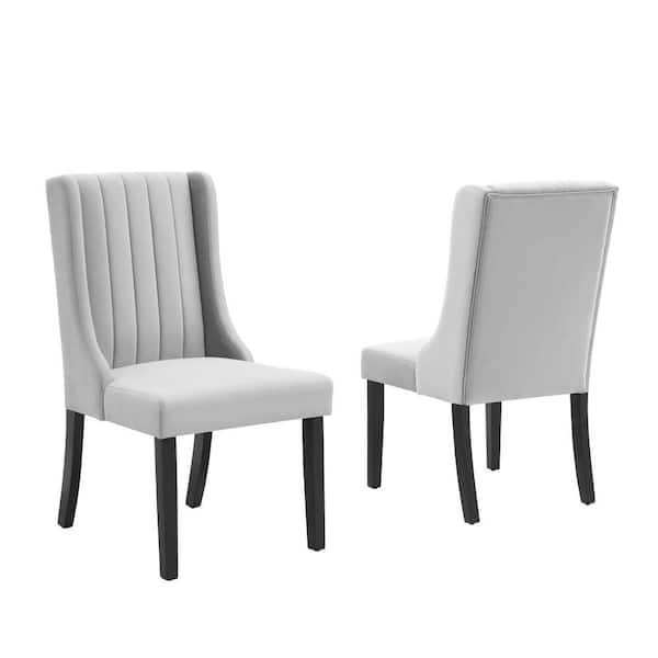 MODWAY Renew Light Gray Upholstered Parsons Performance Velvet Dining Chairs - Set of 2