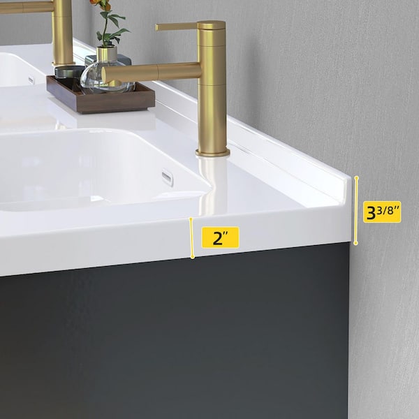 Zeafive 72 in. W x 22 in. D Solid Surface White Rectangular Double