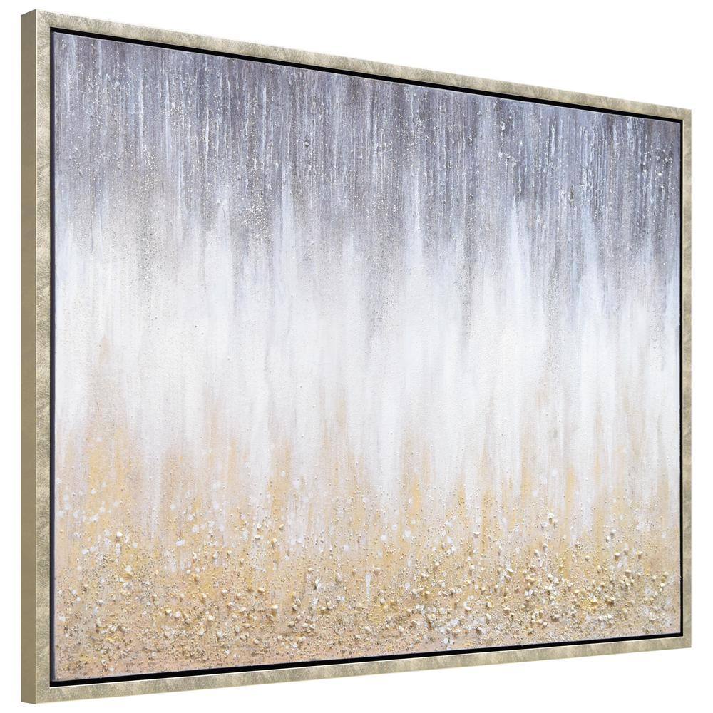 Golden Cascade Textured Glitter Hand Painted Canvas Wall Art, 30" x 40"