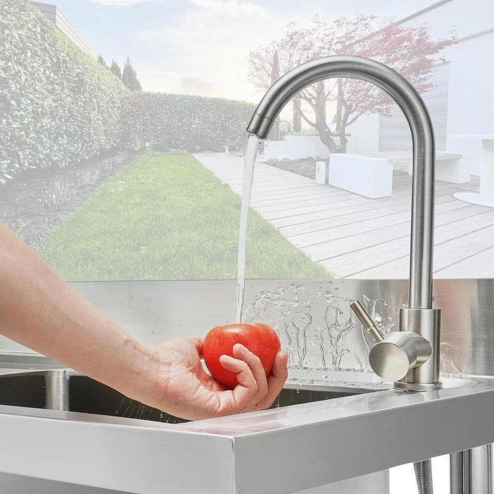 Stainless Steel Freestanding Utility Sink with Faucet and Workbench