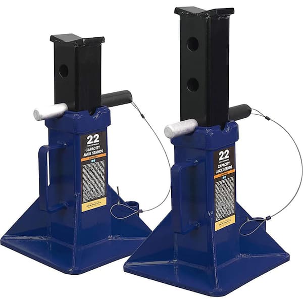 TCE 22-Ton Heavy-Duty Steel Jack Stands, (2-Pack) Blue