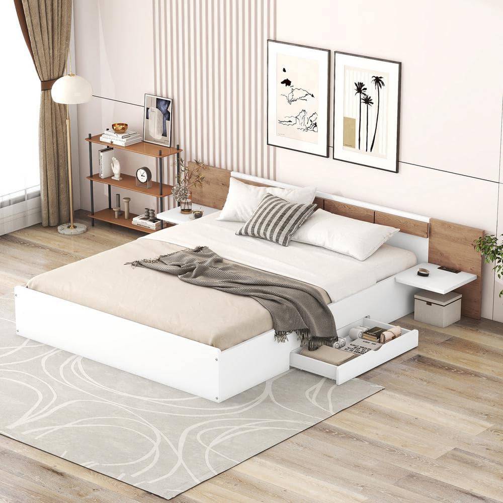 Reviews for Harper & Bright Designs White Wood Frame Queen Size