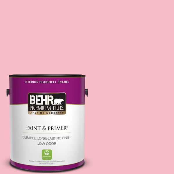 BEHR PREMIUM PLUS 1 gal. #120C-2 Pink Punch Eggshell Enamel Low Odor Interior Paint & Primer