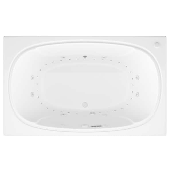 Peridot Diamond Series 6.5 ft. Acrylic Rectangular Drop-in Center Drain Whirlpool and Air Bath Tub in White