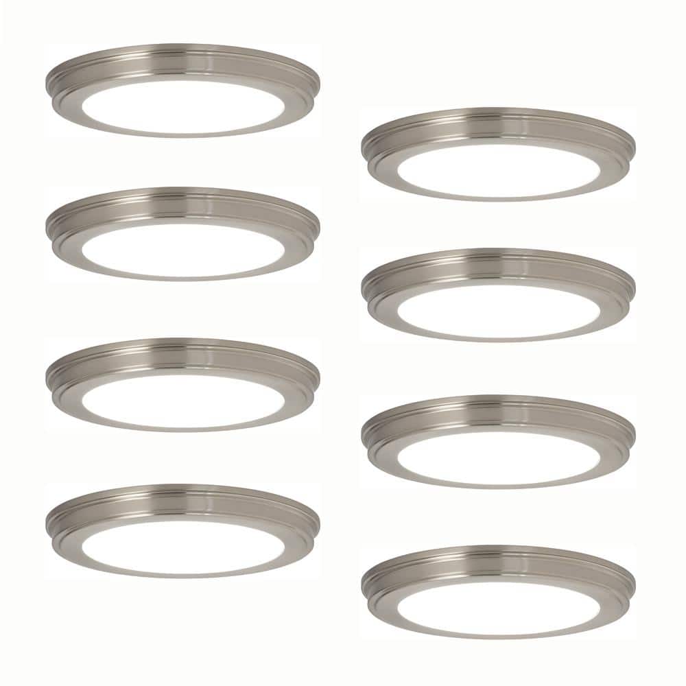 13 in. Brushed Nickel LED Flush Mount (8-Pack)