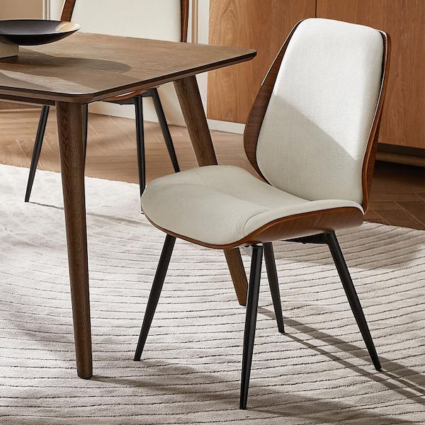 Arsema Ivory Polyester Dinning Chair with Adjustable foot pads