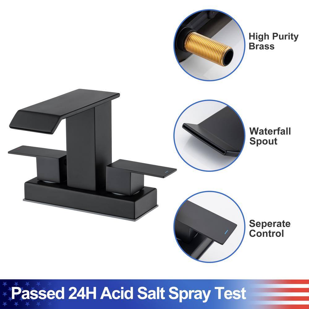 Matte Black Stainless Steel 2-Handle Bathroom Faucet with Drain Assembly