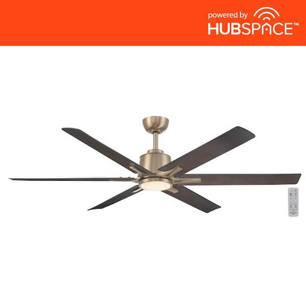 Home Decorators Collection Kensgrove II 60 in. Smart Indoor/Outdoor Gold Ceiling Fan with Adjustable White with Remote Included Powered by Hubspace