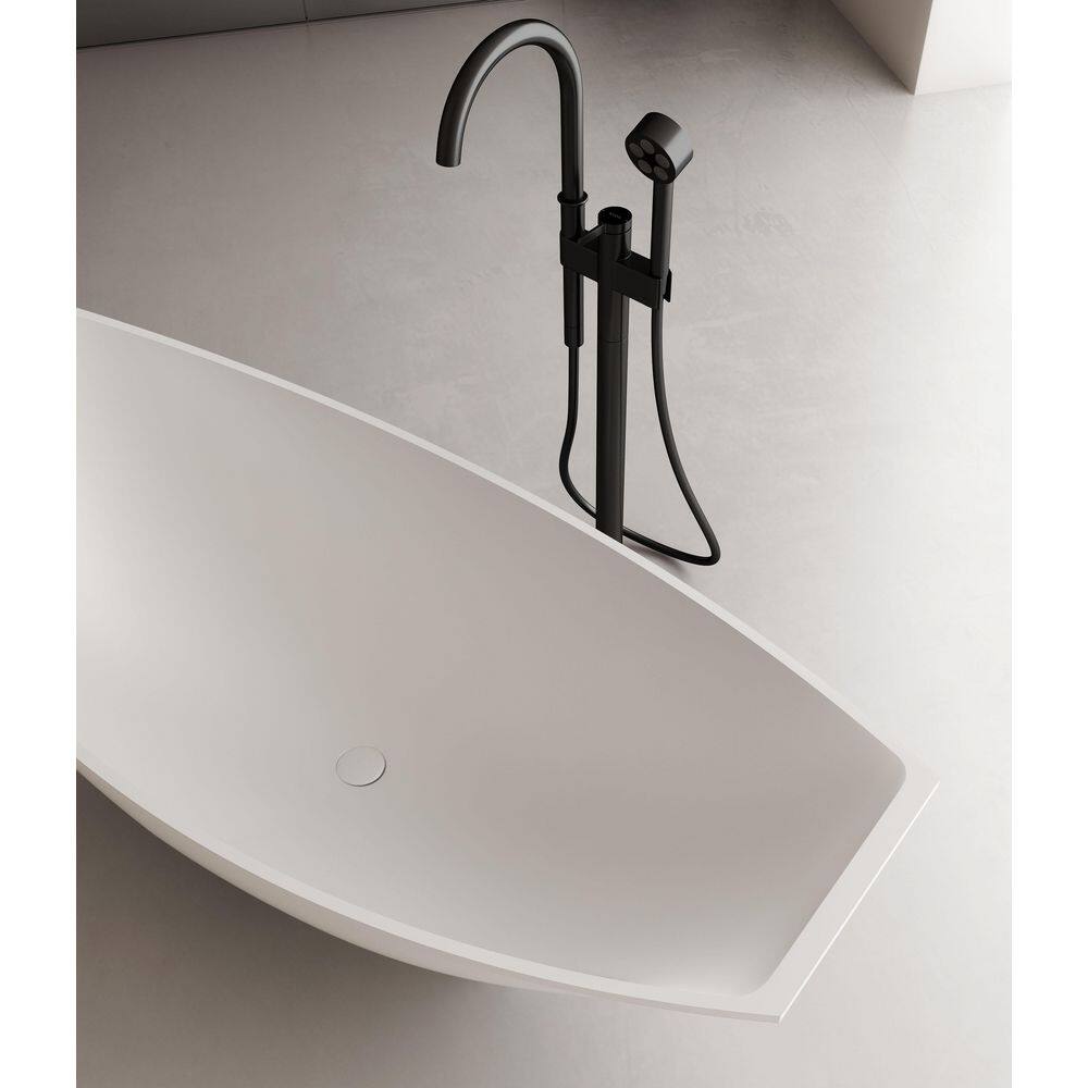 White Solid Surface Freestanding Hammock Style Bathtub