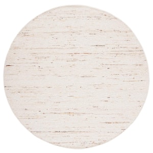 Natura Ivory/Light Gray 6 ft. x 6 ft. Solid Color Round Area Rug