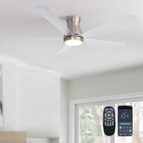 52 in. Indoor Brushed Nickel Ceiling Fan with Dimmable LED Light and Remote Control for Living Room