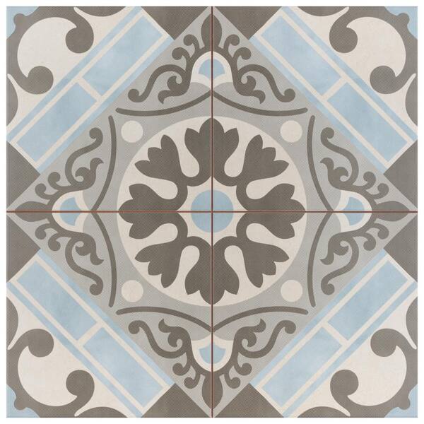 Merola Tile Evasion Azul 9 in. x 9 in. Ceramic Floor and Wall Take Home Tile Sample