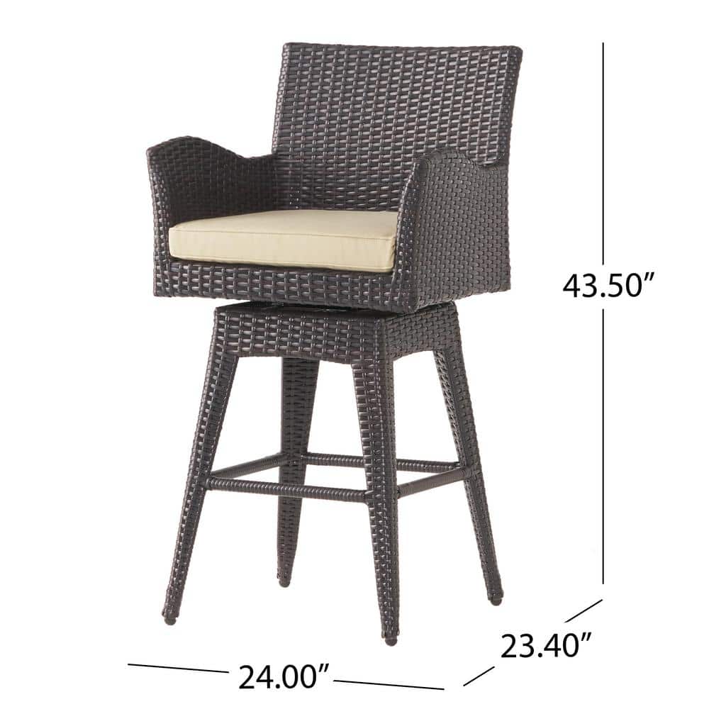 Braxton Multi Brown Wicker Swivel Bar Height Armchair