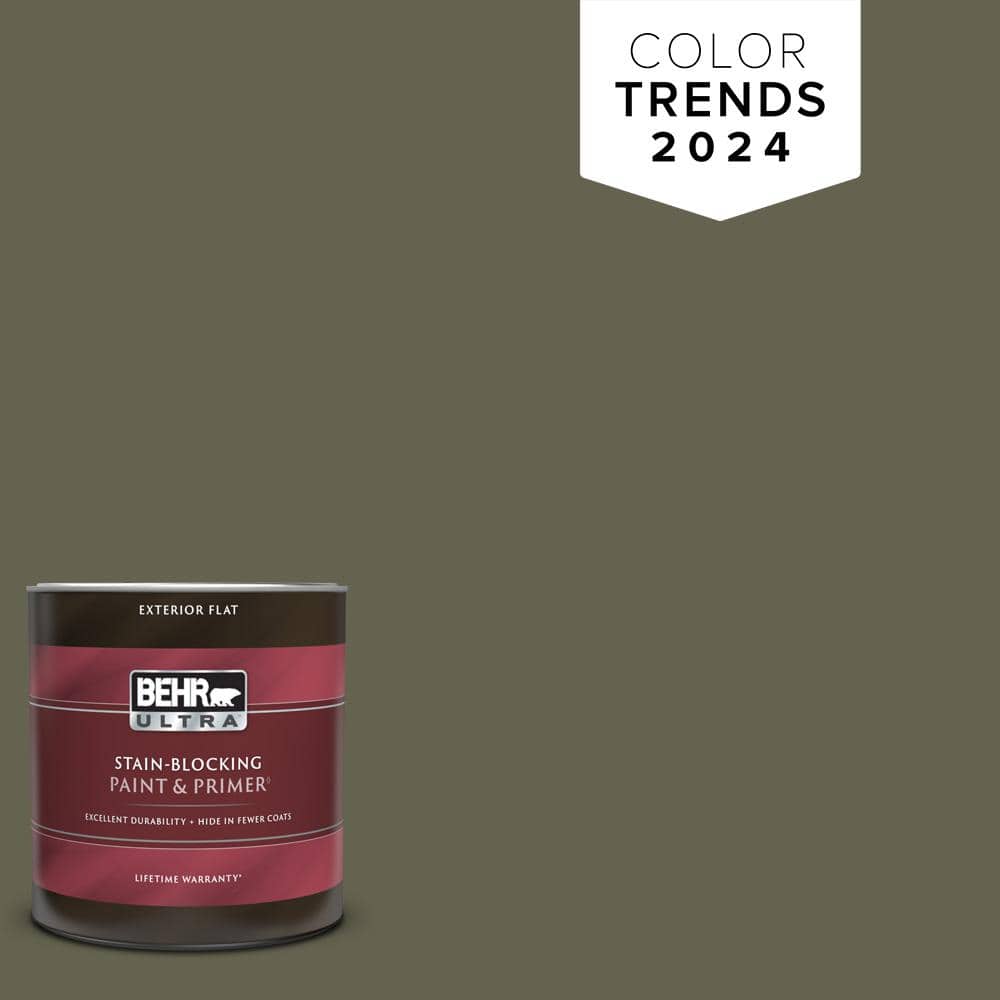 BEHR ULTRA 1 qt. #N350-7A Mountain Olive Flat Exterior Paint & Primer  485304 - The Home Depot