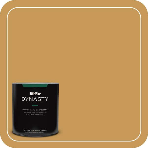 BEHR DYNASTY 1 qt. #PMD-104 Amber Glass Semi-Gloss Enamel Interior Stain-Blocking Paint and Primer