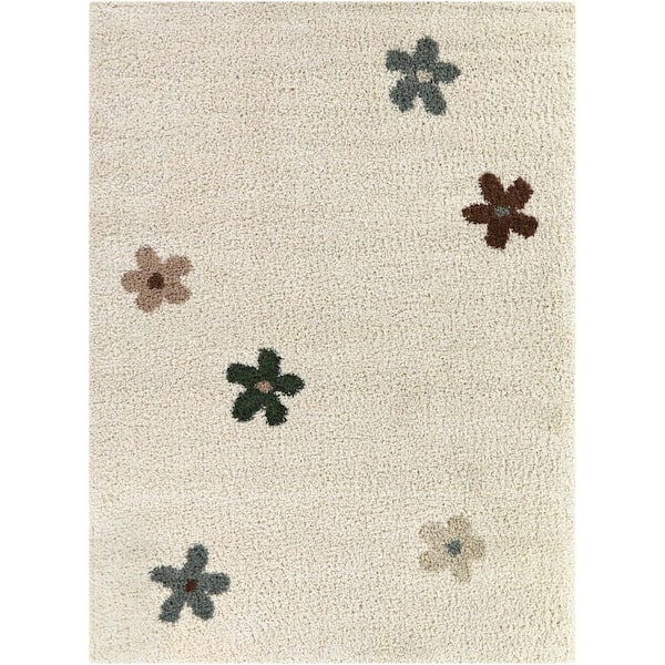 Floral Shag Green 5 ft. 3 in. x 7 ft. Kids Area Rug