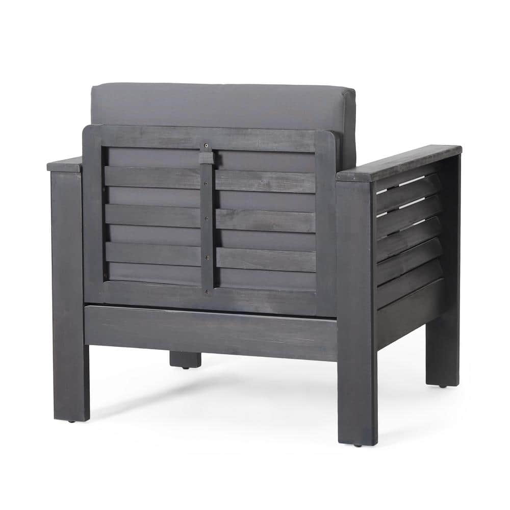 Lithonia Dark Gray Acacia Wood Lounge Chair with Cushions