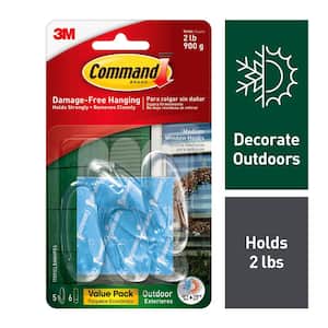2 lb. Medium Clear Outdoor Window Hook Value Pack (5 Hooks, 6 Water Resistant Strips)
