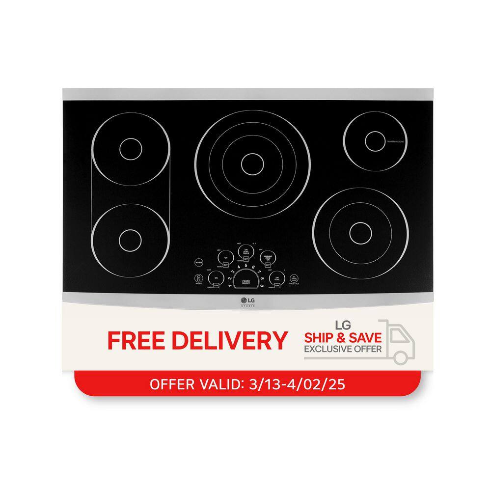 STUDIO 36 in. Radiant Electric Cooktop in Stainless Steel with 5 Burner Elements and SmoothTouch Controls