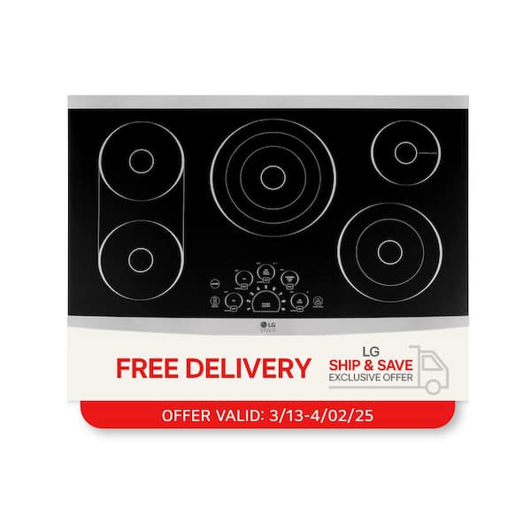 STUDIO 36 in. Radiant Electric Cooktop in Stainless Steel with 5 Burner Elements and SmoothTouch Controls