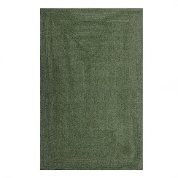 SUPERIOR Braided Green 8 ft. x 10 ft. Solid Indoor/Outdoor Area Rug