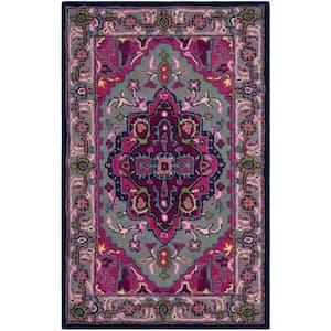 Bellagio Gray/Pink 3 ft. x 5 ft. Border Area Rug