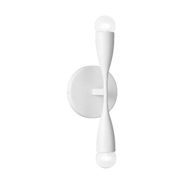Maya 5.125 in. W x 14 in H 2-Light Matte White Dimmable Wall Sconce with No Bulbs Included
