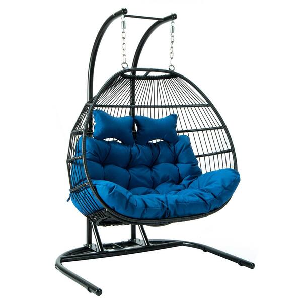 wicker hanging 2 person egg swing chair