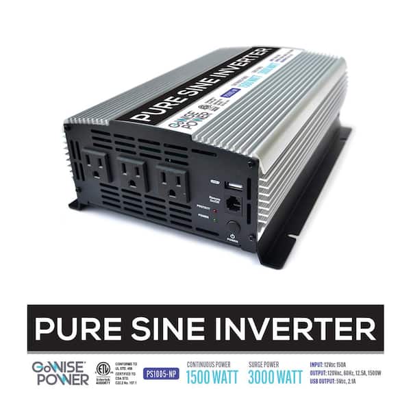 1500W Pure Sine Wave Power Inverter 1500 watt DC 12v to AC 120v