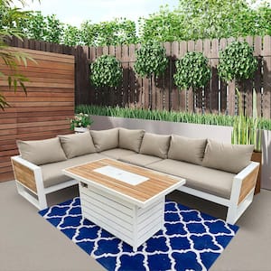 Denver 4-Piece Aluminum Outdoor Patio Sectional Set with Cast Ash Acrylic Cushions