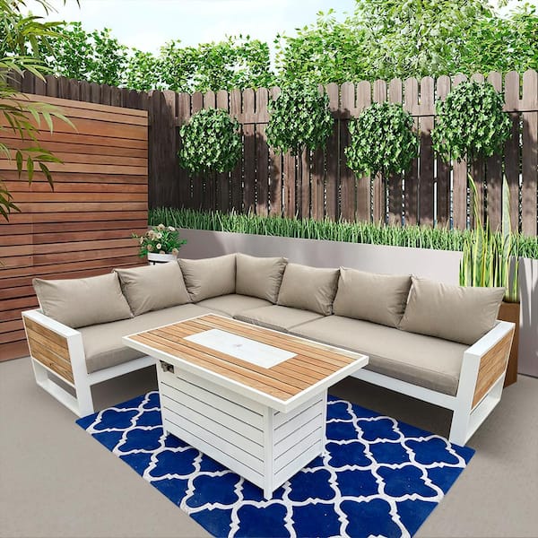 Denver 4-Piece Aluminum Outdoor Patio Sectional Set with Cast Ash Acrylic Cushions