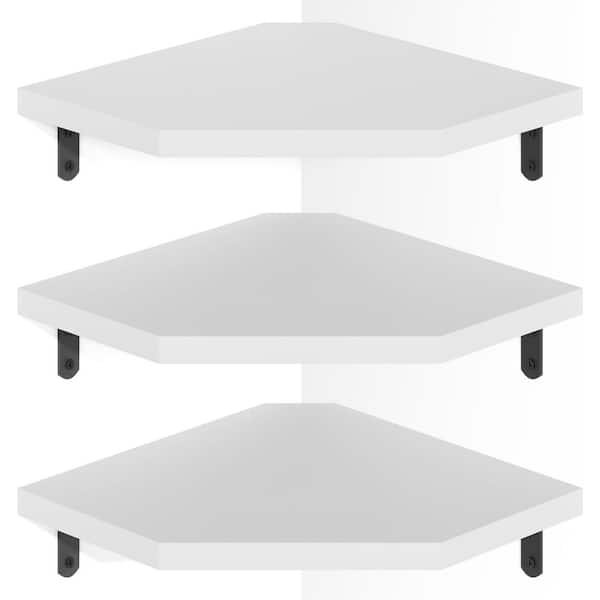 Cubilan 10.24 in. W x 10.24 in. D Decorative Wall Shelf, White Corner Wall Shelf (Set of 3)