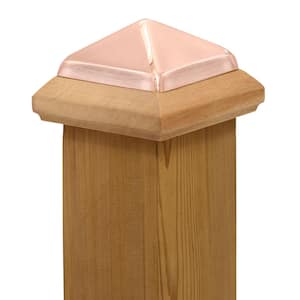 4 in. x 4 in. Post Cap - Traditional Slip Over Fence Post Cap with Copper Pyramid Untreated wood
