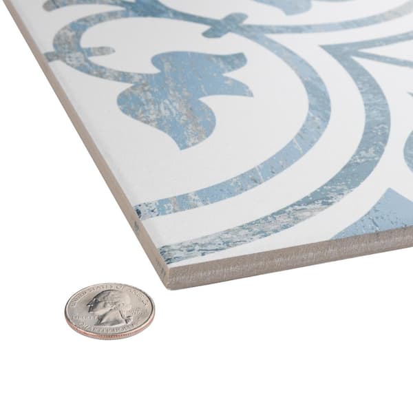 Cassis Arte Blue 9-3/4 in. x 9-3/4 in. Porcelain Floor and Wall Tile (10.88 sq. ft./Case)
