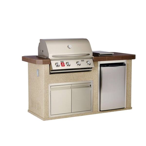 Bullet 6 ft. 4-Burner Natural Gas Grill Island in Stainless Steel