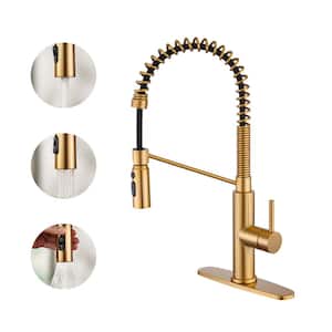 Single-Handle Pull Down Sprayer Kitchen Faucet with 3 Function Sprayed Spray in Brushed Gold
