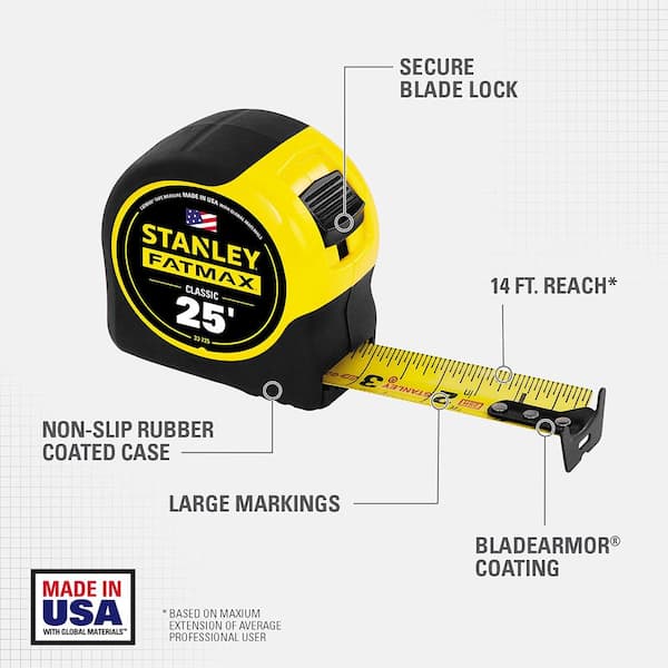 Stanley 25 ft. PowerLock Tape Measure 33-425D - The Home Depot