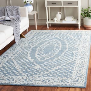 Ebony Ivory/Navy 6 ft. x 9 ft. Bordered Area Rug