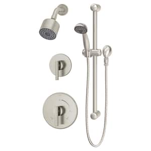 Dia. 2-Handle 1-Spray Shower Trim Kit with 1-Spray Hand Shower in Satin Nickel (Valve not Included)
