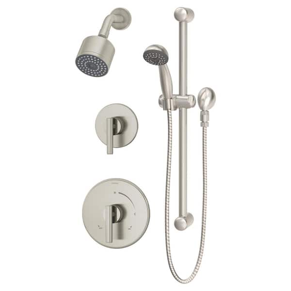 Symmons Dia. 2-Handle 1-Spray Shower Trim Kit with 1-Spray Hand Shower in Satin Nickel (Valve not Included)