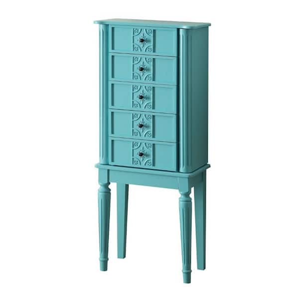 Unbranded Classic Vintage Rectangular Light blue Double Side Opening Jewelry Armoire